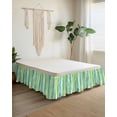 thumbnail image 2 of Green Yellow Striped Bed Skirt California King Size 18" Drop Abstract Art Watercolor Ombre Ruffled Wrap Around Bed Skirts Adjustable Elastic Bedskirt Dust Ruffle for California King Size Bed, 2 of 7