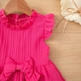 thumbnail image 4 of NOLDARES Girls Dress Casual Color Ruffle Bow Sleeveless Cute Girls Outfit with Back Elastic String for Holiday Daily(Hot Pink,8-9 Years), 4 of 9