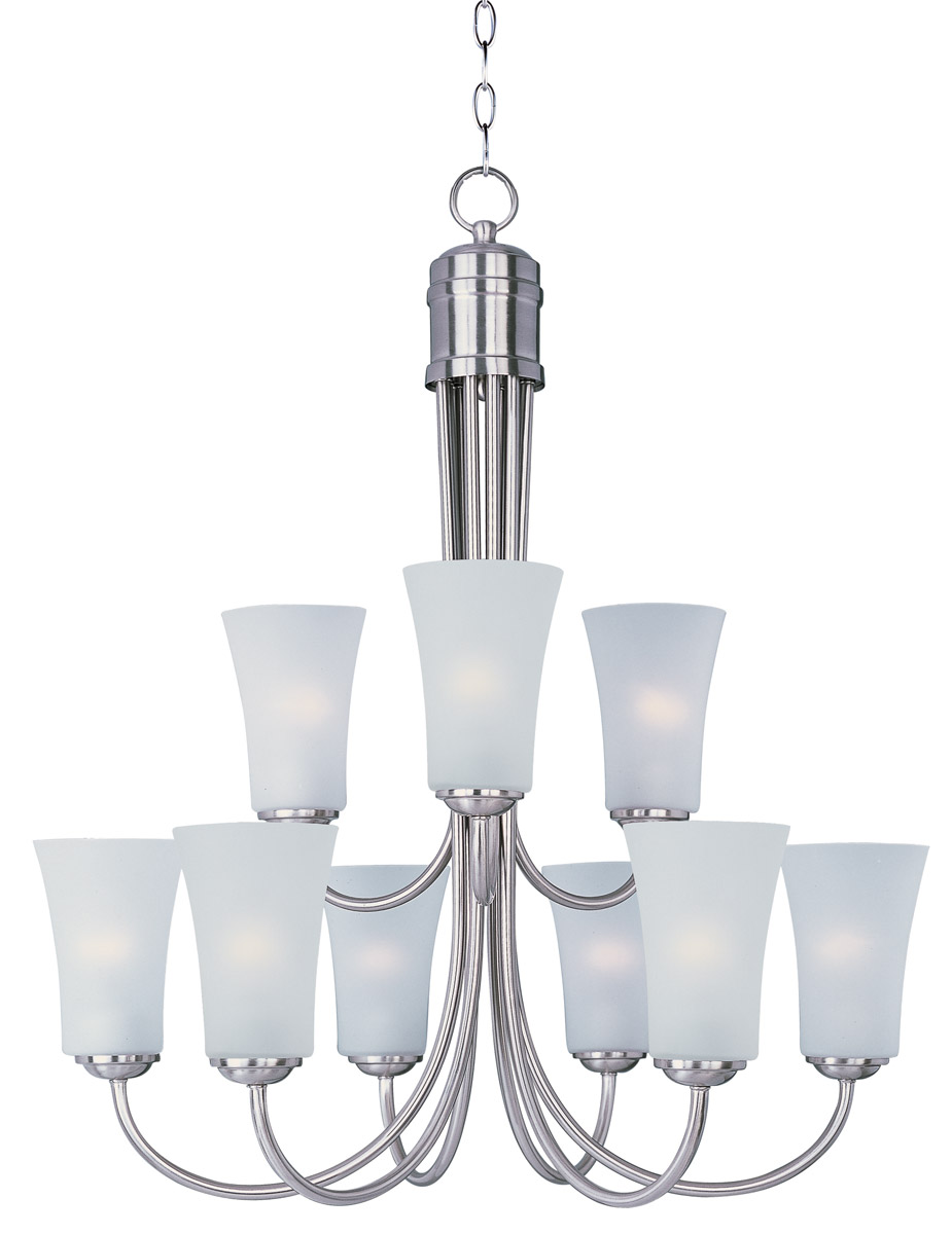 Chandeliers 9 Light Bulb Fixture With Satin Nickel Tone Finish MB Bulb
