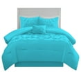 thumbnail image 4 of 1 Piece New Half Pinch Pleated Pattern Comforter, 800 TC, 100% Egyptian Cotton, Twin/Twin XL Size Turquoise Blue Solid, 4 of 6
