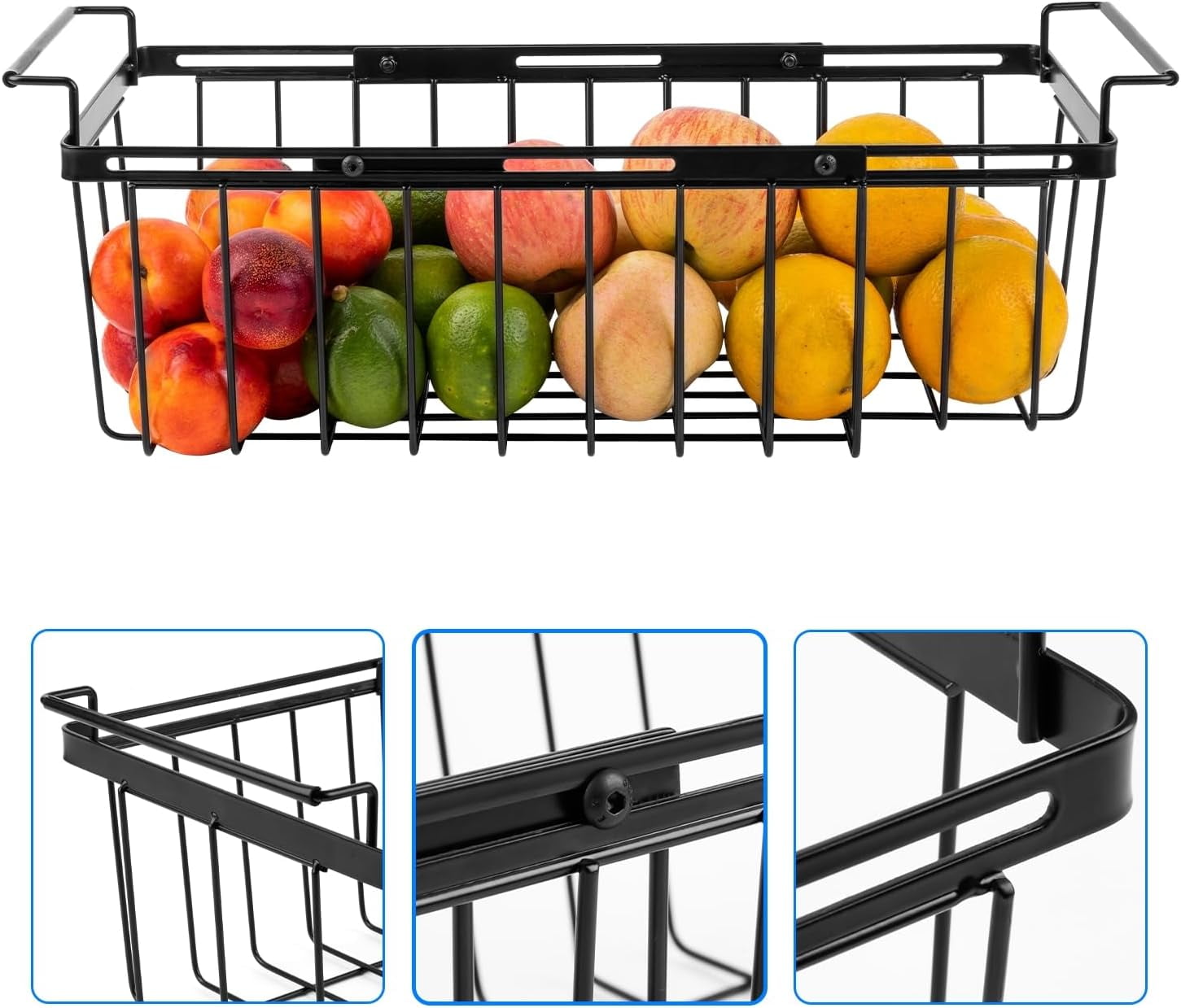 Wetheny Freezer Organizer Bins, Expandable Deep Freezer Baskets for Chest Freezer, Adjustable From 15.6" to 24.3" Wire Basket with Hanging Handles (Pack 1)