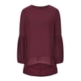 thumbnail image 4 of JINMGG Fall Long Sleeve Shirts for Women, Womens Summer Fall Tops 2024 Womens Casual Solid Color Irregular Pullover Round Neck Long Sleeve Lantern Tops, 4 of 6