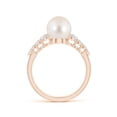 thumbnail image 2 of ANGARA Freshwater Cultured Pearl Ring with Graduated Diamonds in 14K Rose Gold for Women | June Birthstone, Birthday, Anniversary, Jewelry Gift for Women | Pearl Ring, 2 of 8