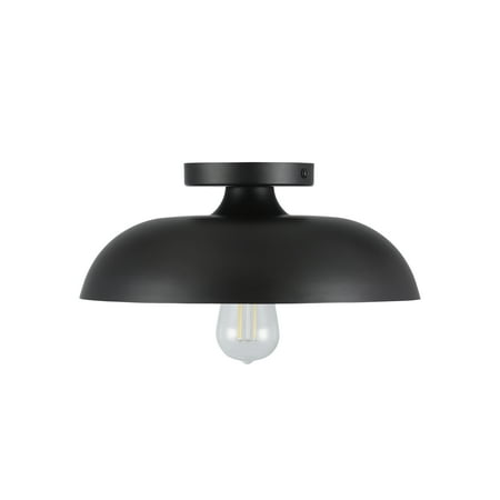 Better Homes & Gardens 1light Flush Mount, Matte Black, White Inner Shade, Bulb Not Included