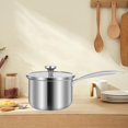 thumbnail image 1 of Olla de cocina de acero inoxidable con tapa, olla universal para sopa, olla para leche, mango largo, olla pequeña engrosada de 10 cm para acampar, Estilo A BLESIY Cacerola, 1 of 8