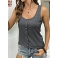 thumbnail image 2 of DOKOTOO Tank Tops for Women Summer Sleeveless Loose Fit Crewneck Tops Button Solid Color Basic Tee, 2 of 8