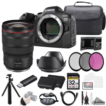 Canon EOS R6 II Camera + RF 24-70mm f/2.8L IS USM Lens +32GB + Ext Bat+ 3 PC Filter- Kit (International Version)