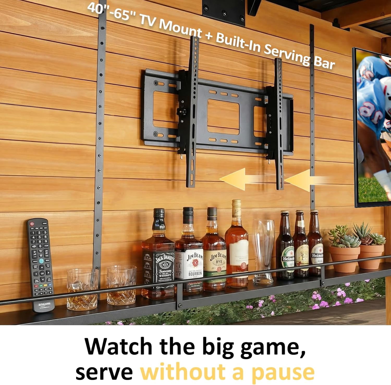 CHARMELEON 6 Ft. X 8 Ft. Cedar Wood Bar Gazebo With Countertop Shelves & TV Mount, Galvanized Steel Roof For Outdoor Patio, Backyard, Garden Grill Bar Station