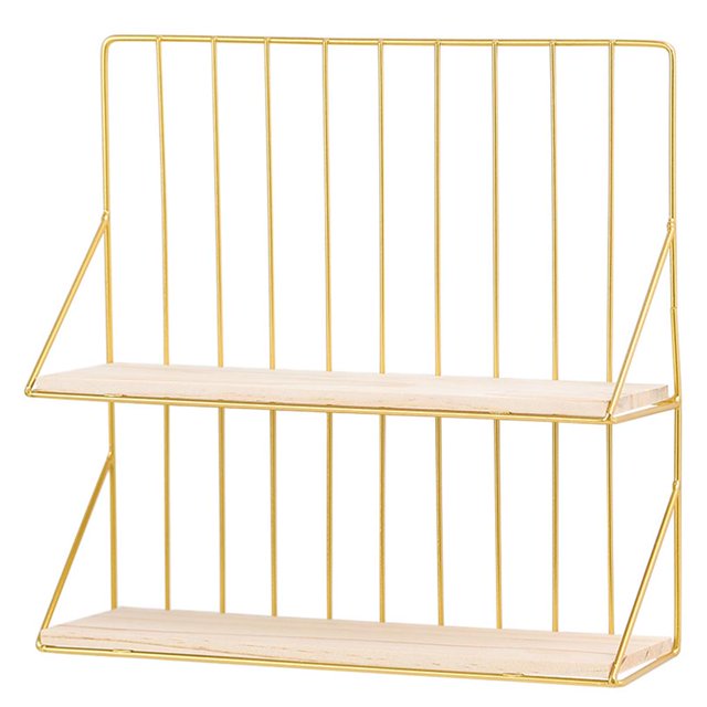 Estante De Almacenamiento De Doble Capa Estante De Almacenamiento Montado En La Pared Con Lado De Triángulo Oblicuo Para Dormitorio Baño Sala De Estar Minnieouse HA014203-00