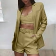 thumbnail image 2 of Aoochasliy Womens Blazer Jacket Summer Two Piece Set Short Sleeve Cardigan Shorts Suit, 2 of 8