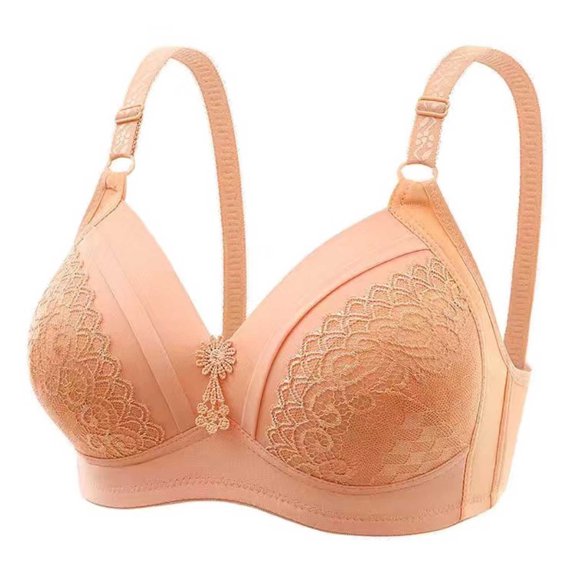 nerohusy Front Closure Bras for Women Plus Size,Daisy Bras for Older Women,Daisy Bra,Daisy Bra for Seniors Front Closure,Comfortable Convenient No Wire Buckle Bra,Gray,L