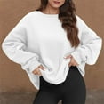 thumbnail image 5 of Oversized Sweatshirt For Women Fleece Lined Crewneck Sweatshirts Women Long Sleeve Pullover Sweater with Pockets 2025 Fall Winter Outfits White M, 5 of 5
