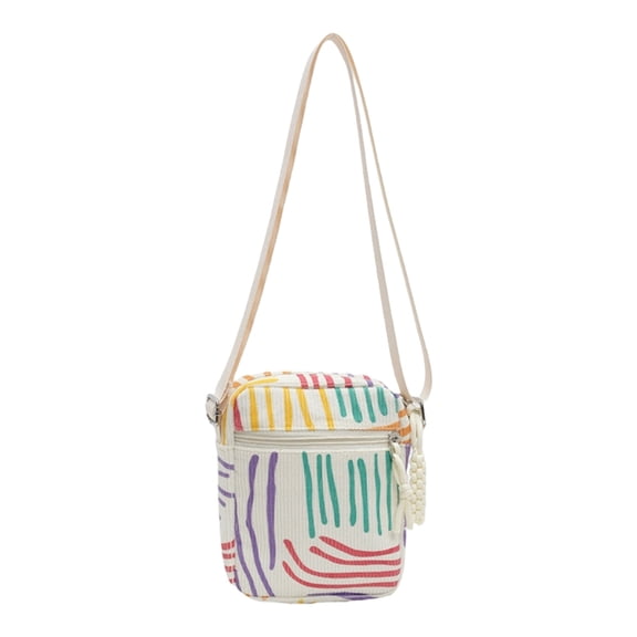 Women's Cute Strawberry Corduroy Crossbody Bag with Adjustable Strap Shoulder Purse Casual Satchel Purse for Women