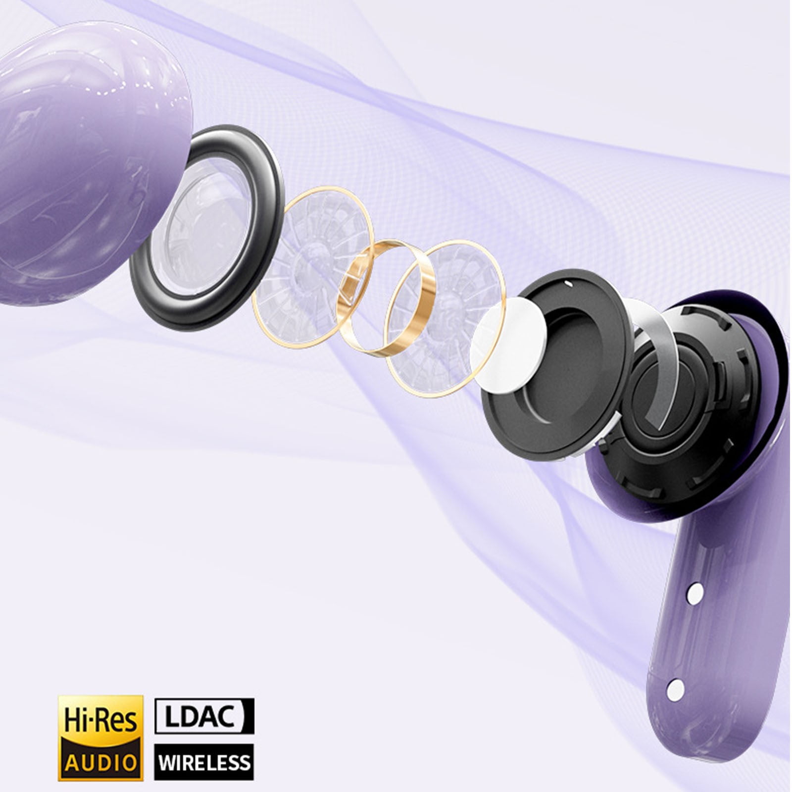 Wireless Earbuds, Bluetooth 5.3 in Ear Buds Light-Weight Headphones with Deep Bass Sound,48 Hours Playtime Headset,Clear Calls Earphones with Mics for Sports Workout(Purple)