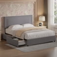 thumbnail image 3 of VECELO Full Bed Frame with 4 Storage Drawers (Wheeled) and Tufted Upholstered Adjustable Headboard Platform Bed, Dark Gray, 3 of 9