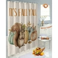thumbnail image 5 of Fall Thanksgiving Shower Curtain Set ，Waterproof Fabric Shower Curtains Cute Squirrel Nut Pumpkin Linen Texture Shower Curtains for Bathroom,Bathroom Decor 48"x72", 5 of 7