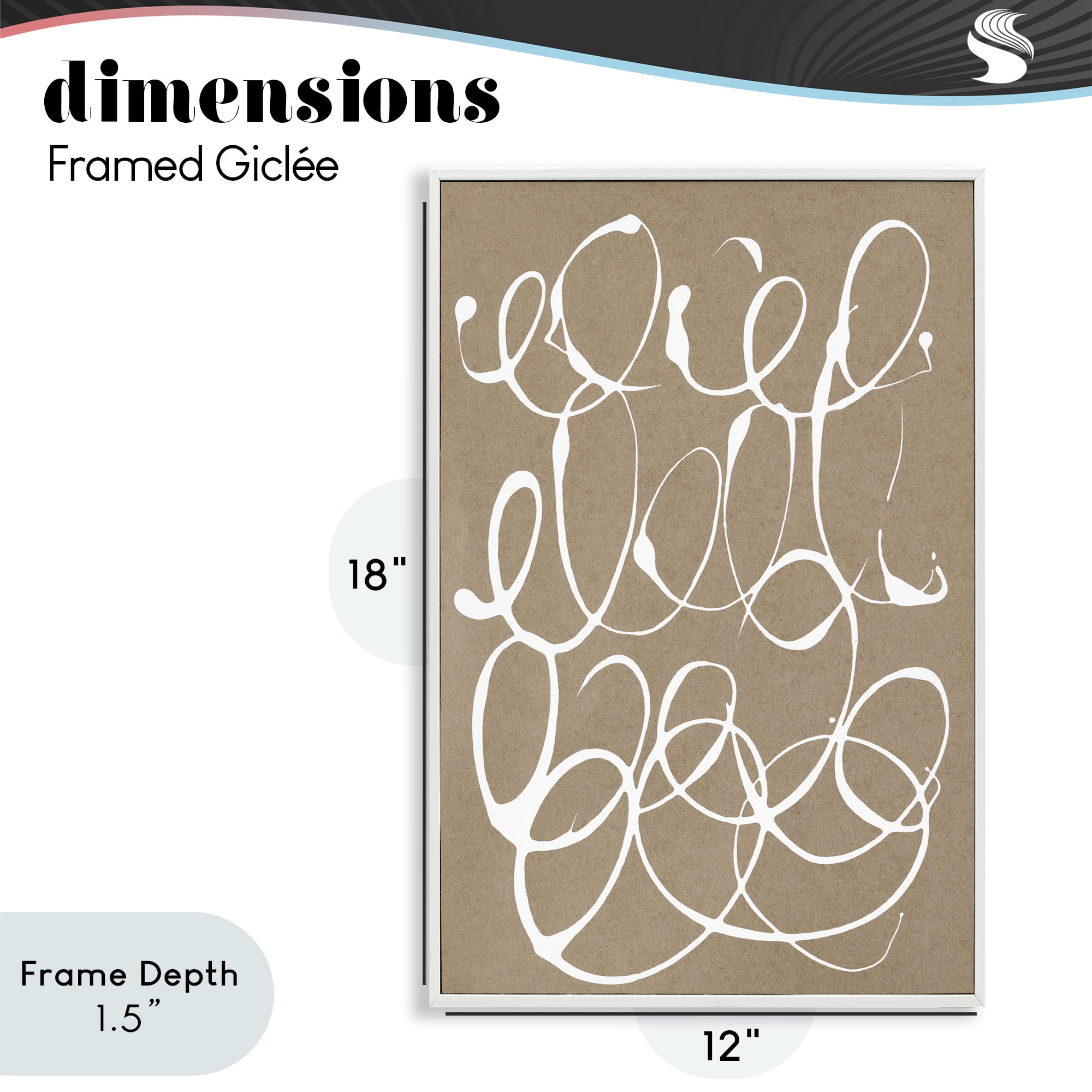 Stupell Industries Scribbled Taupe Circles White Framed Giclee Art, design by Susan Bryant