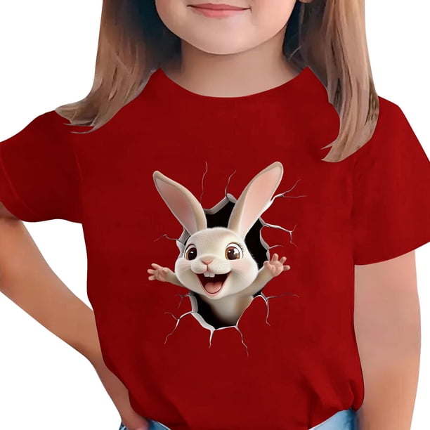 Manga Corta Crop Top Niños Pascua Impresa Cuello Redondo Casual Tee Unisex Chicos Niñas, Chicos Camisa de Manga Corta