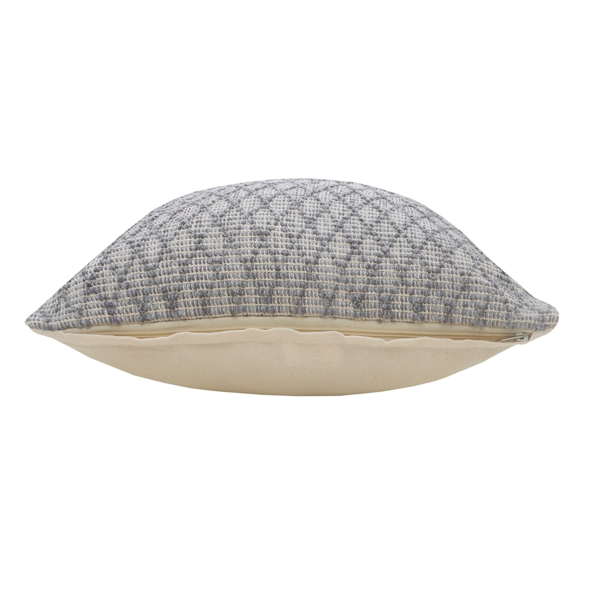 Laddha Home Designs Handwoven Over Tufted Diamond Cotton Throw Pillow Cover - 20" - Gray