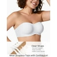 thumbnail image 3 of YANDW Women's Strapless Bandeau Bra Plus Sizes Underwire Seamless Bras White,42A, 3 of 7