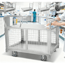 4-in-1 Platform Truck Cart with Cage, Multi-Purpose Heavy Duty Steel Flatbed Cart with 2200lbs Capacity Platform Hand Truck 6" Wheels Push Cart Dolly for Groceries, Garage, Warehouse (41“L x 24" W)