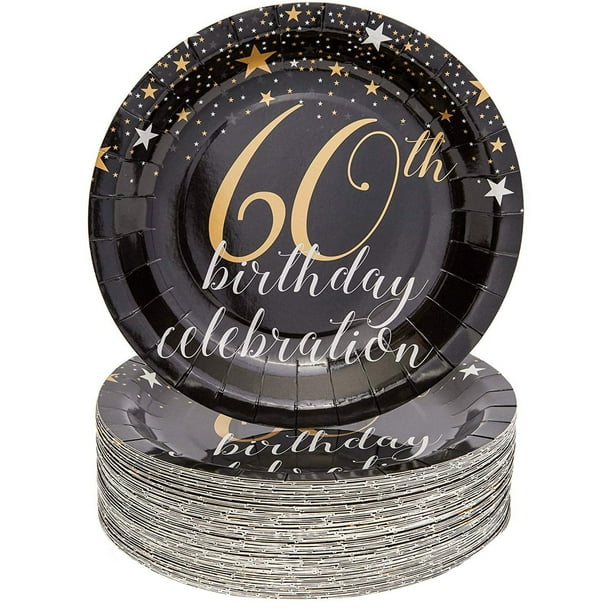 60Th Birthday Paper Plates (80 Count), 9 inches