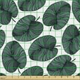 thumbnail image 2 of Ambesonne Leaves Fabric by the Yard Upholstery, Modern Art Tropical Foliage, 10 Yards, Dark Teal White Black, 2 of 5