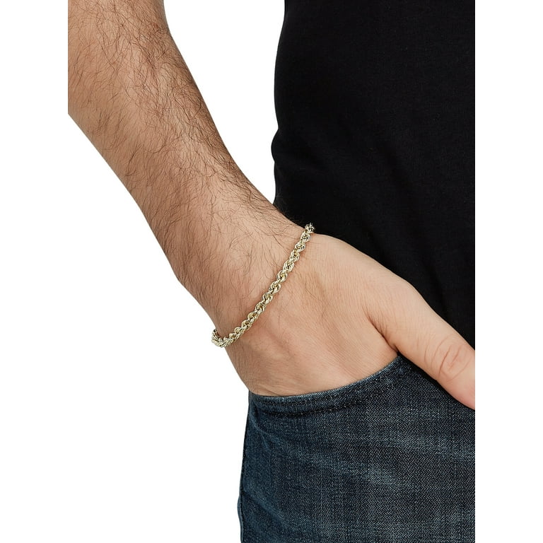 7mm Men's 14K Tricolor Gold Nugget Oval Cuban Link Bracelet