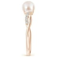 thumbnail image 3 of Angara Japanese Akoya Cultured Pearl Twist Shank Ring with Diamonds in 14K Rose Gold for Women | June Birthstone Jewelry for Her, 3 of 8