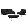 thumbnail image 3 of Canddidliike Furniture Sectional Sofa Set, Fabric Convertible Folding Sofa with 2 Cup Holders & Ottoman - Black, 3 of 10
