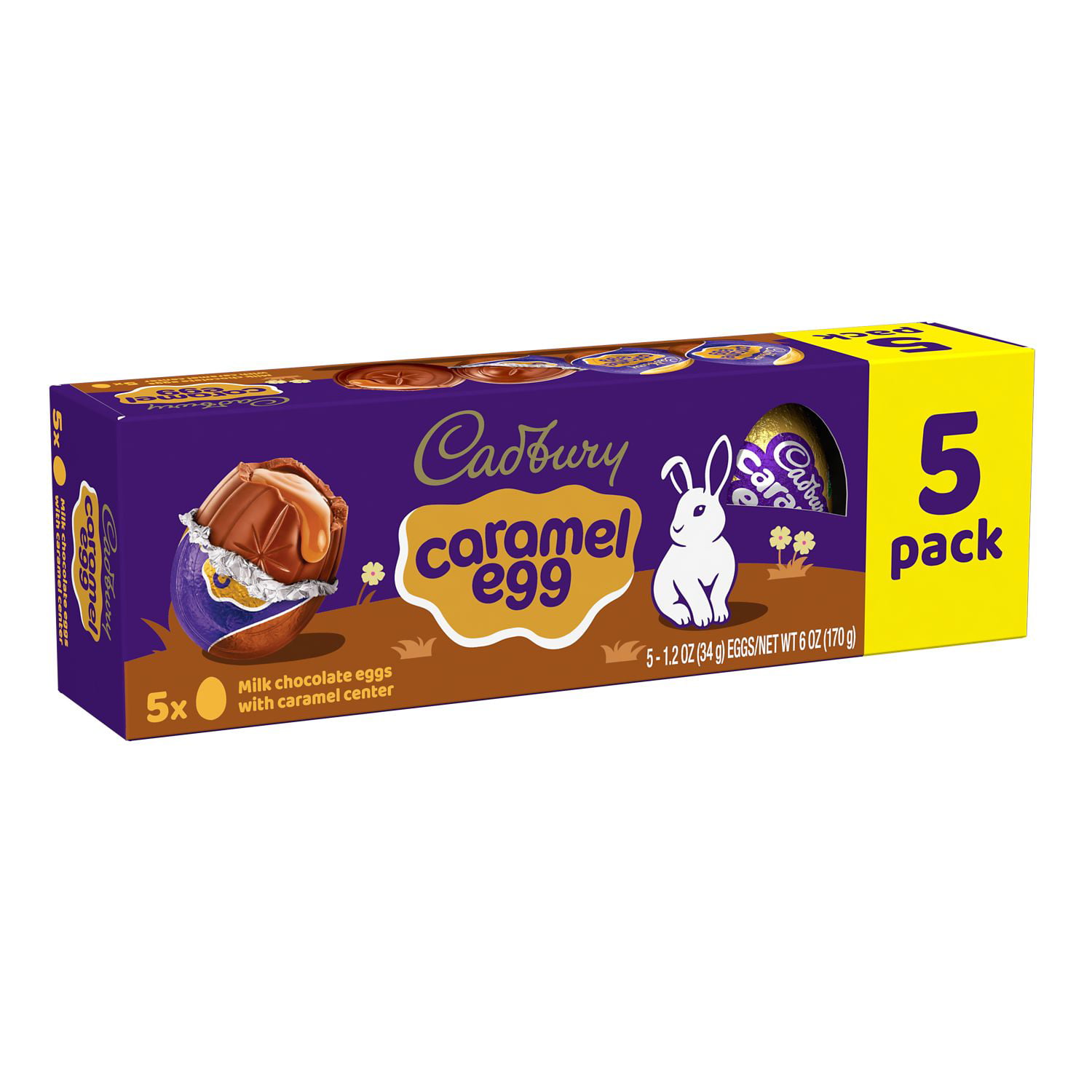 Cadbury Milk Chocolate With Caramel Center Eggs Candy Easter 1 2 Oz Packs 5 Count