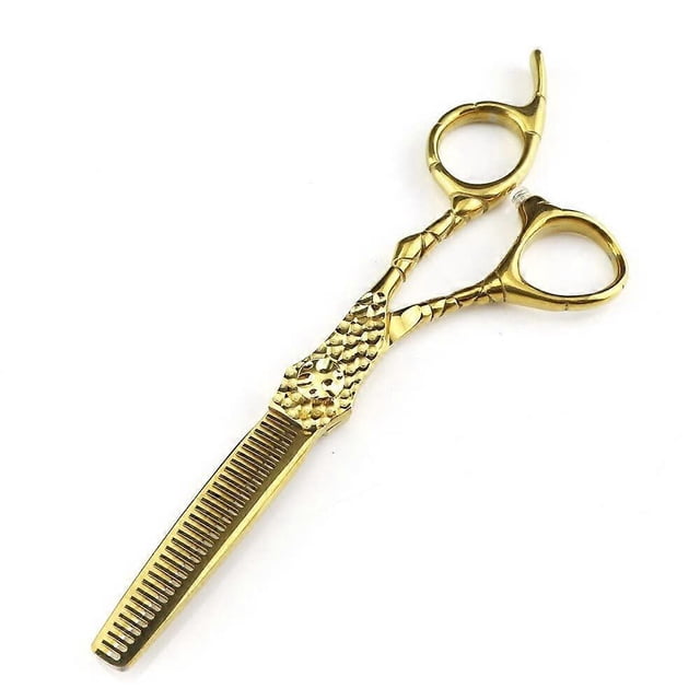 Professional 6 Inch Hair Cutting Scissors and 440C Steel Gold Hair Thinning Shears Set for Barbers