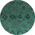 thumbnail image 1 of Ahgly Company Machine Washable Indoor Round Southwestern Turquoise Blue Country Area Rugs, 7' Round, 1 of 4