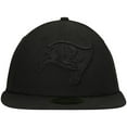 thumbnail image 2 of Men's New Era Black Tampa Bay Buccaneers Black on Black Low Profile 59FIFTY II Fitted Hat, 2 of 5