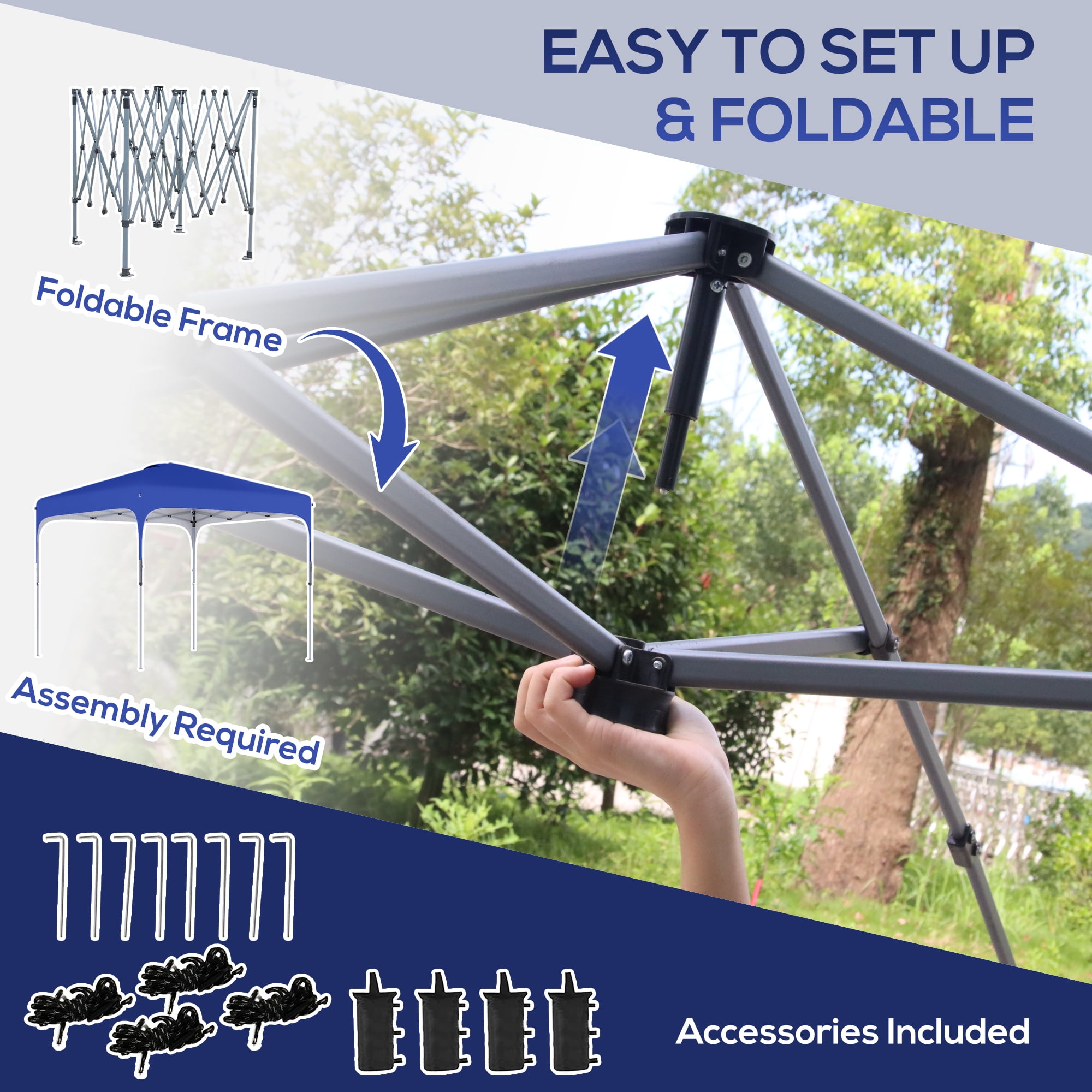Outsunny 10' x 10' Pop Up Canopy Tent with Wheeled Carry Bag and 4 Sand Bags, Instant Sun Shelter, Tents for Parties, Height Adjustable, for Outdoor, Garden, Patio, Blue