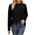 thumbnail image 2 of Craaazy Sweaters For Women Long Sleeve Crewneck Pullover Tops Knit Solid Round Neck Tops Gifts, 2 of 6