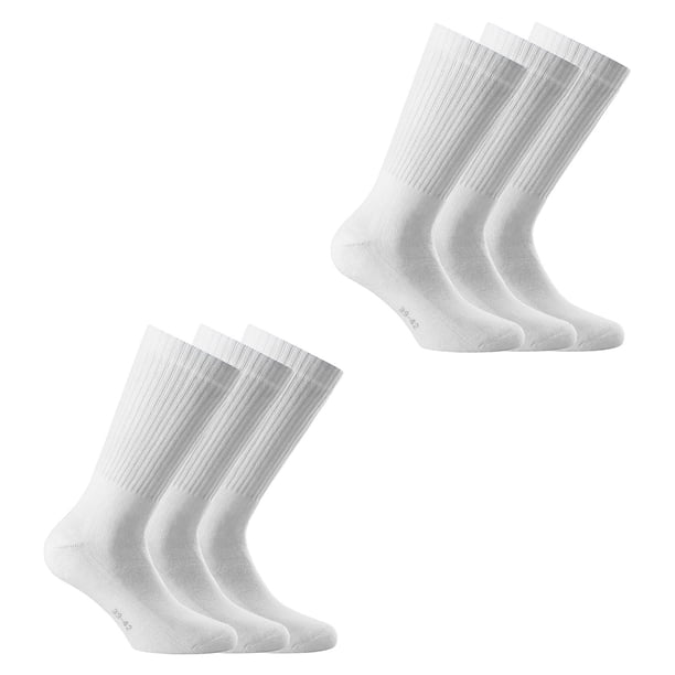 Rohner Basic Calcetines deportivos unisex, paquete de 6 - Basic Sport, monocolor Blanco 39-42