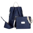 thumbnail image 1 of Sywqhk 3 Teile/Satz Frauen Solide Rucksack Umhängetasche Geldbörse Mädchen Nylon Taschen (Dunkelblau Sywqhk Para estrenar, 1 of 4