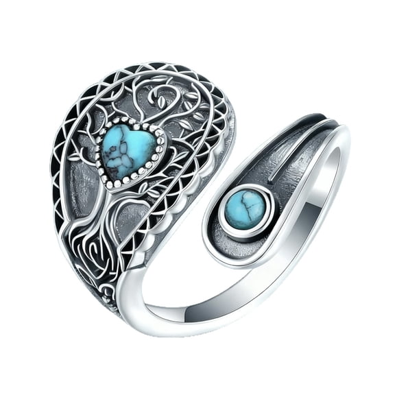 LINXIQIN 925 Sterling Silver Natural Turquoise Flower Moonstone Rings for Women Size Adjustable Ring Vintage Elegant Jewelry With White Gift Box