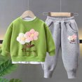 thumbnail image 2 of WXFAZCVU Baby Girl Winter Clothes Long Sleeve Flower Shirts with Pants Set 2Pcs Girl Flower Outfits Size 9-10 Years, 2 of 3