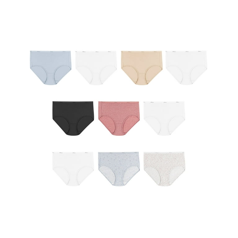 Hanes Women's Cotton Brief Underwear, 10-Pack 