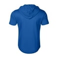 thumbnail image 4 of Men's Casual Short Sleeve Sweatshirt, Loose Breathable Solid Color Jacket with Multiple Pockets and Zipper for Sports and Summer Outings,Blue,2XL, 4 of 5