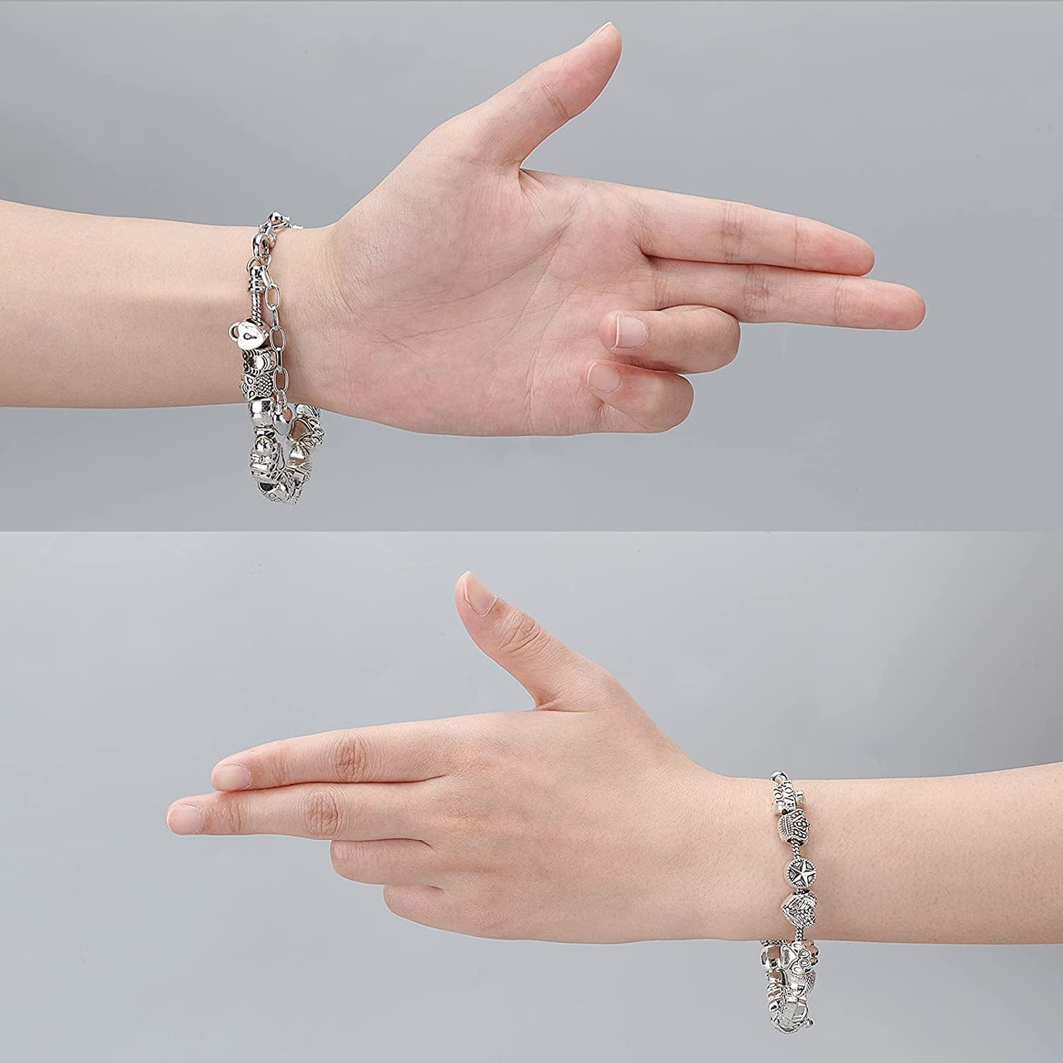 200Pcs Tibetan Style European Beads Metal Large Hole Beads Alloy Spacer Loose Beads Antique Silve Charms for Jewelry Making