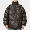 thumbnail image 6 of hlysgo Men's Puffer Jackets no Hood Shiny Full Zip up Quilted Puffy Jacket Men's Winer Coats Heavyweight Thermal Padded Outerwear Coat Coffee XXXL, 6 of 10