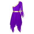 thumbnail image 6 of DPOIS Women's Praise Dance Overlay and Tunic Worship Dance Dress Purple XXL, 6 of 7