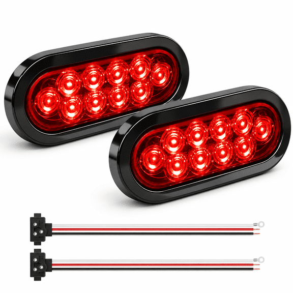 2-Pack 6 inch Red LED Trailer Tail Lights, 10-SMD Stop Brake Turn Tail Running Lights, DOT Compliant, Ultrasonically Sealed Waterproof Lens, 12V for Boat Utility Cargo RV Camper
