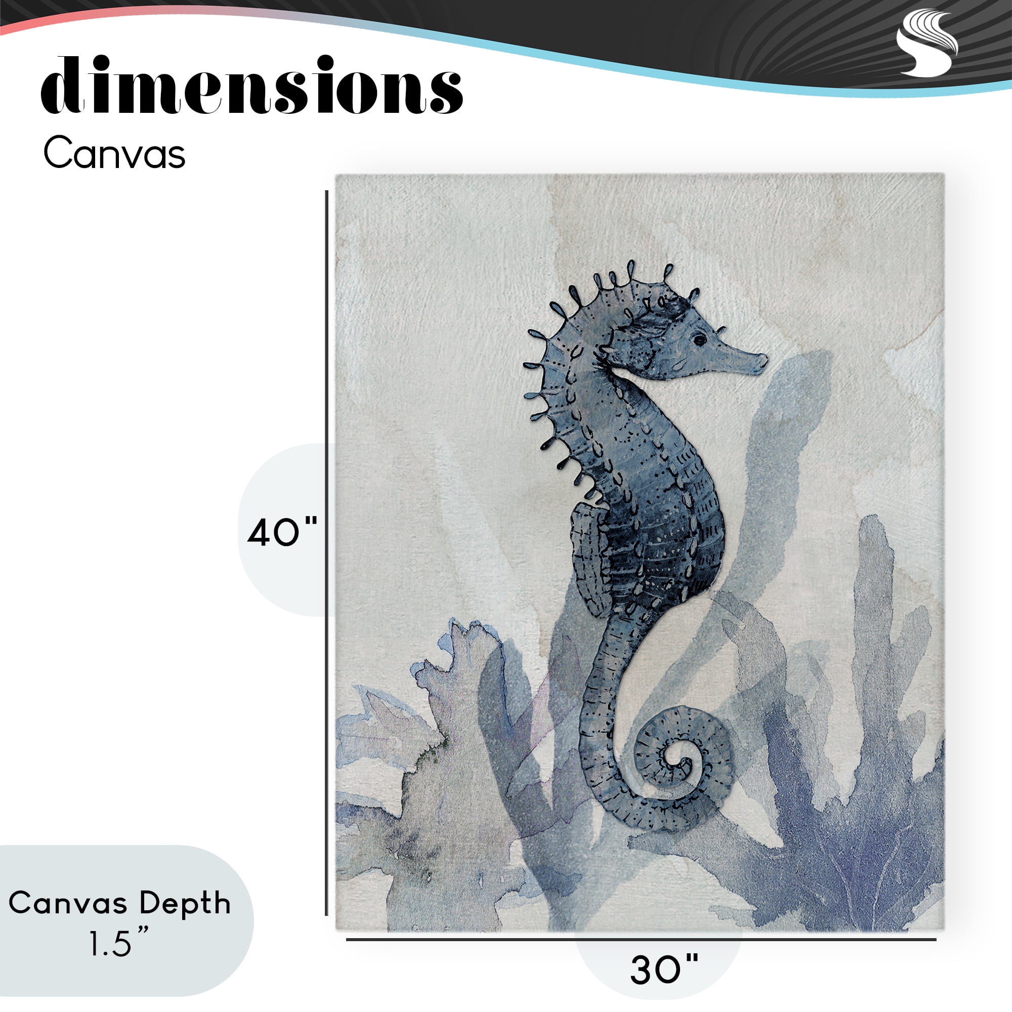 Stupell Industries Seahorse & Seaweed Impressions Canvas Wall Art, design by Susan Jill