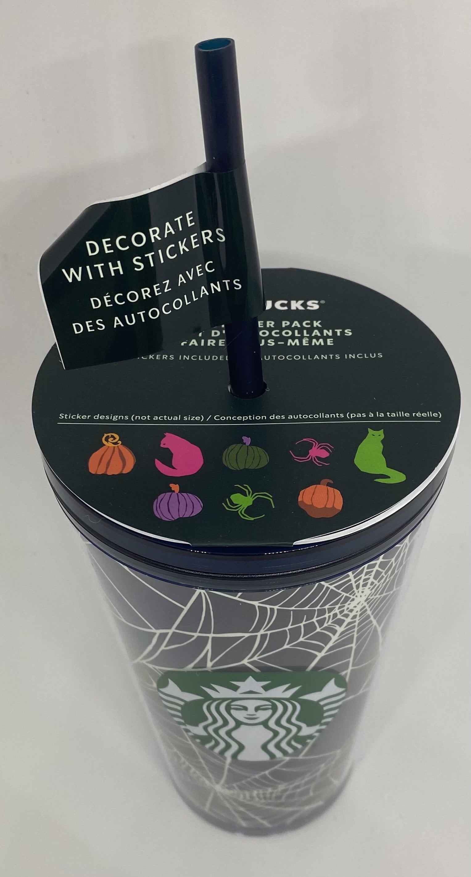 2021 STARBUCKS HALLOWEEN CUP GLOW IN THE DARK Plastic With Stickers