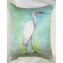 Betsy Drake HJ025 Snowy Egret Art Only Pillow 15''x22''