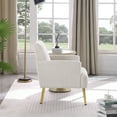 thumbnail image 3 of Velvet Accent Chair with Arms,Modern Tufted Single Sofa Chair with Gold Metal Legs,Upholstered Lounge Armchair Vanity Chair,Comfy Reading Chair Club Chair for Living Room Bedroom Office,Beige, 3 of 8